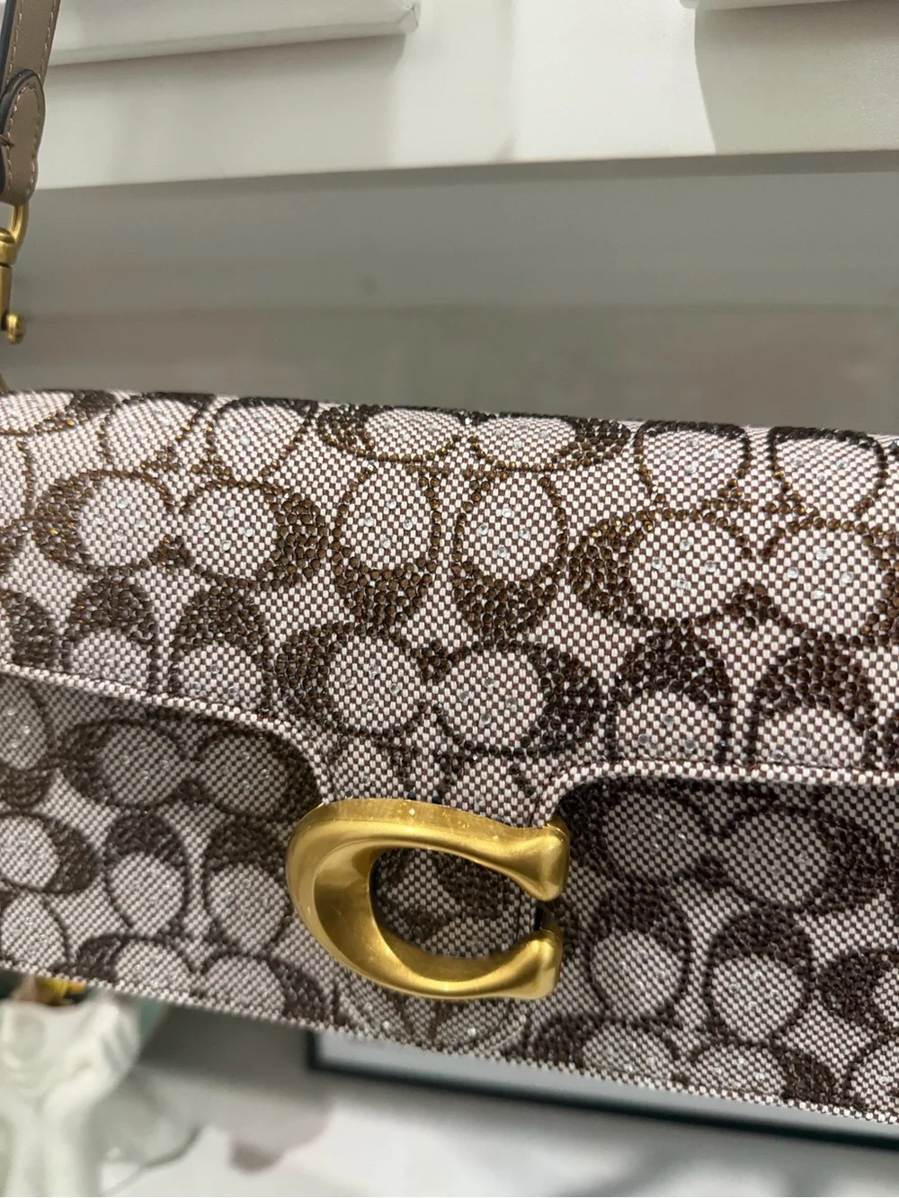 Coach Crystal Tabby Shoulder Bag Signature Jacquard